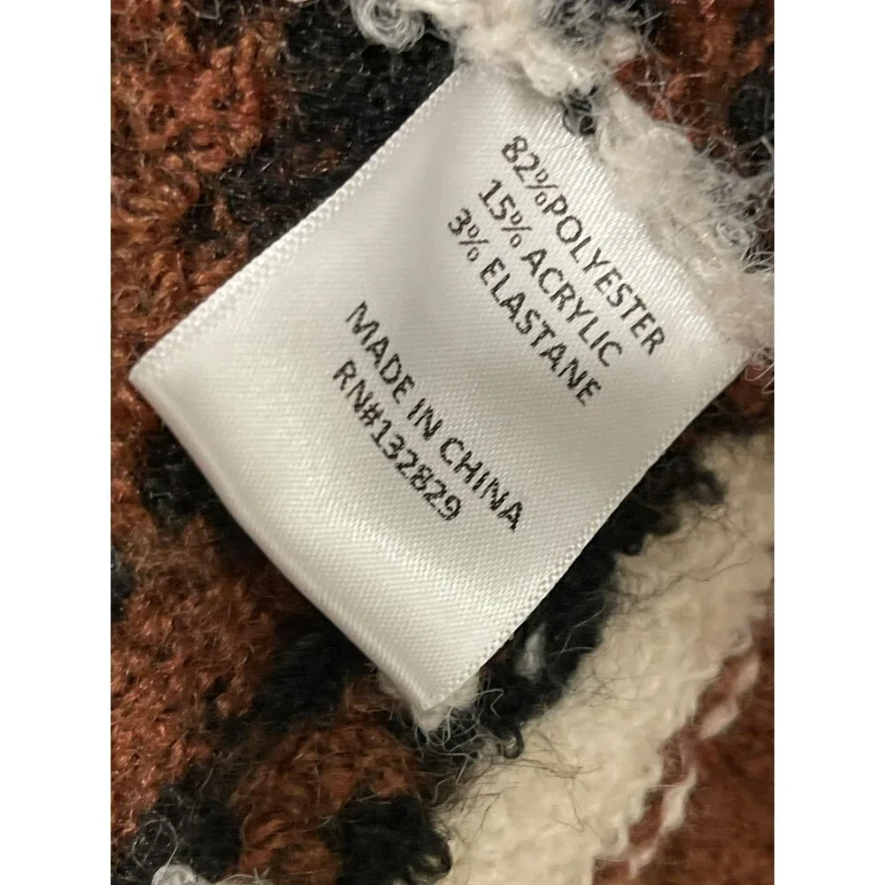 New House Of Harlow Denisia Fairisle Shawl Cardigan Medium Rust Aztec - Picture 8 of 10